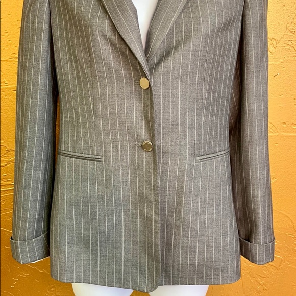 Calvin Klein Grey/White Pinstripe Blazer - Picture 3 of 5